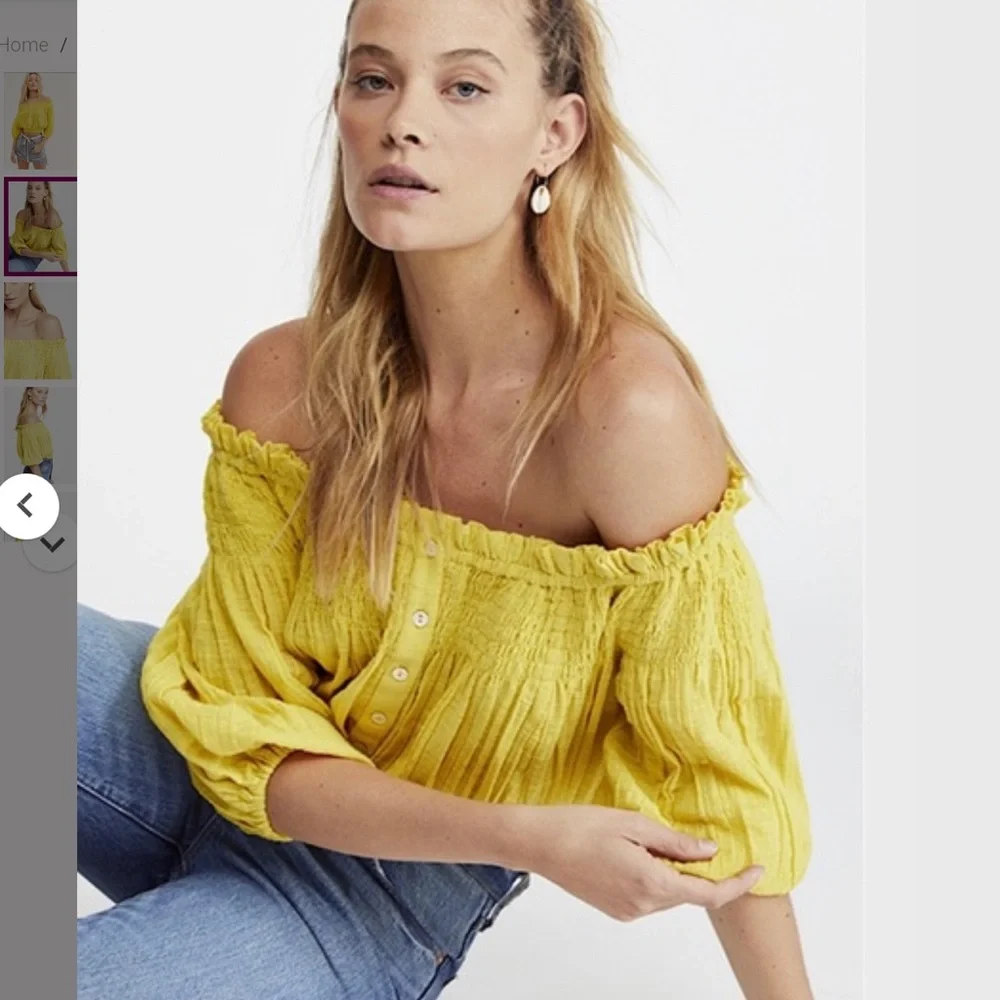 Free People Dancing til Dawn off the shoulder top in citrus honey.NWT. Retail 78